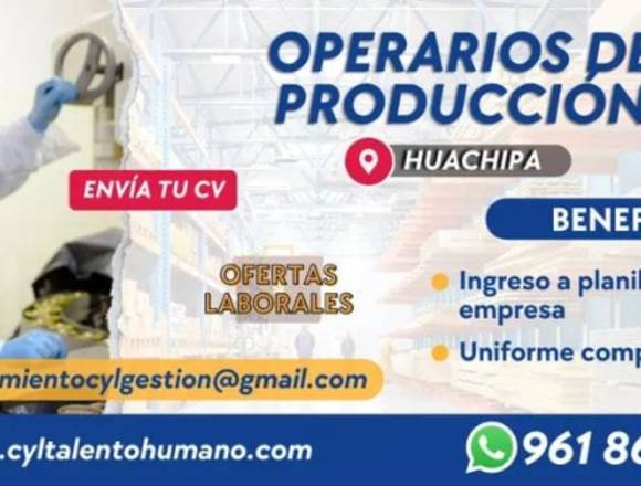 60 AUXILIAR/OPERARIO HUACHIPA C/S EXPERIENCIA