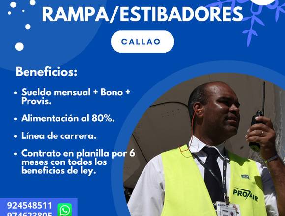 SE REQUIERE ESTIBADOR O AUXILIAR DE RAMPA-CALLAO