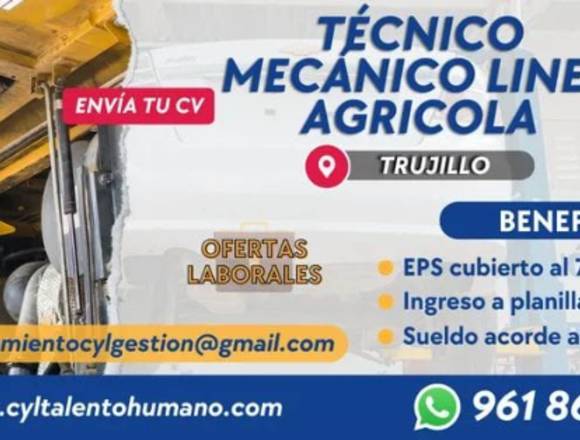 40 TÉCNICOS MECÁNICOS LÍNEA AGRÍCOLA-TRUJILLO