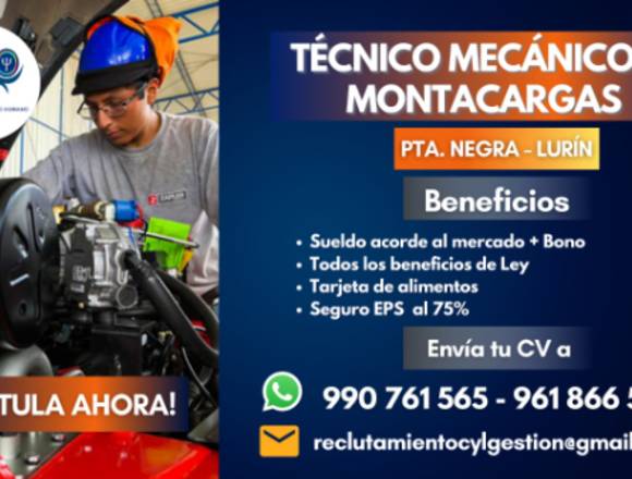 Técnico Mecánico de Montacarga - Punta Negra/Lurin