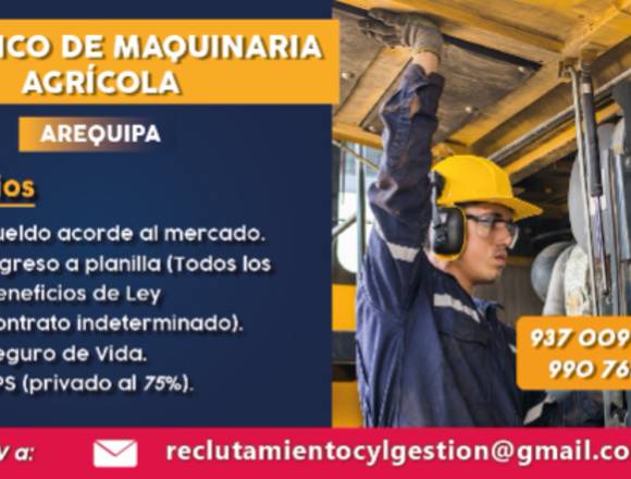 Técnico Mecánico en Maquinaría Agrícola - Arequipa