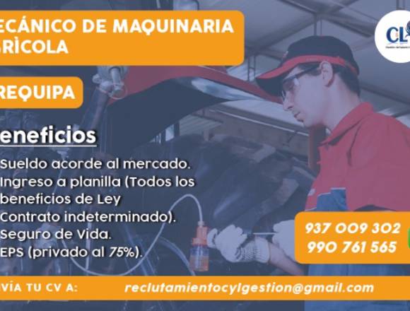 Técnico Mecánico en Línea Agrícola - Arequipa