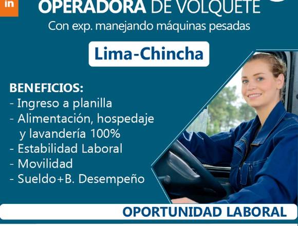 SE REQUIERE CONDUCTOR DE VOLQUETE PARA MINA 