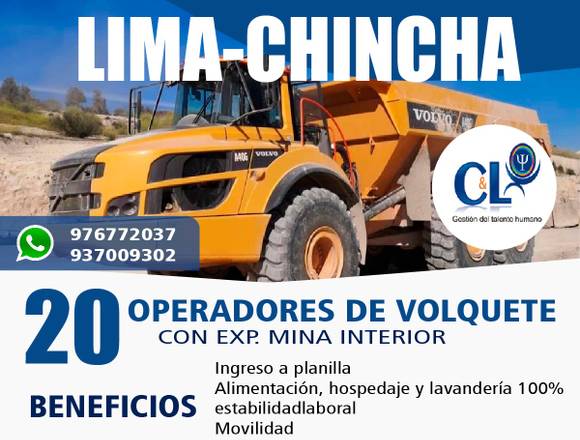 URGENTE!!! CONDUCTOR DE VOLQUETE CON EXP EN -ICA