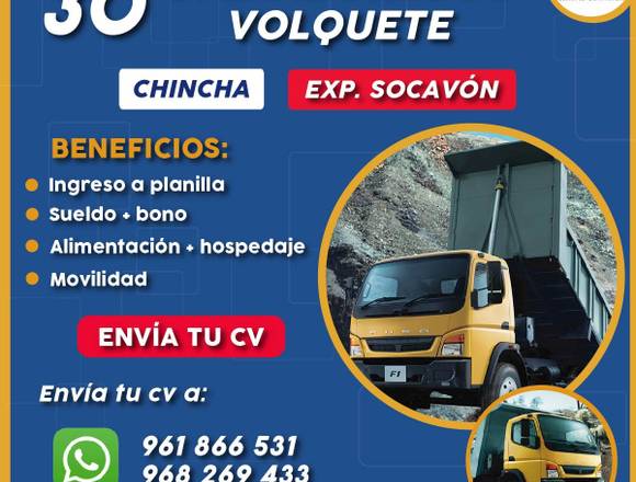 OPERADOR DE VOLQUETE CHINCHA ALTA