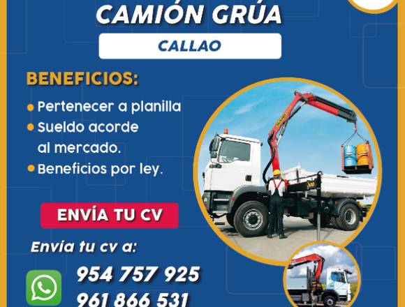 OPERADOR DE CAMIÓN GRUA – Sede Callao