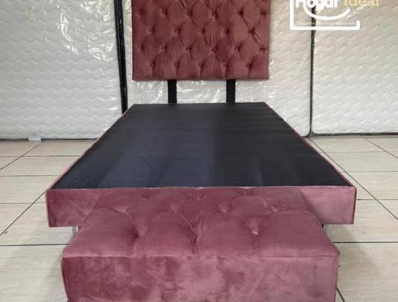 CAMA 1.5 INCLUYE BASE, RESPALDO Y BANQUETA