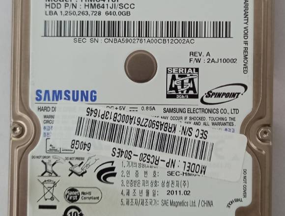 Disco duro 640 Gb SAMSUNG para portatil.