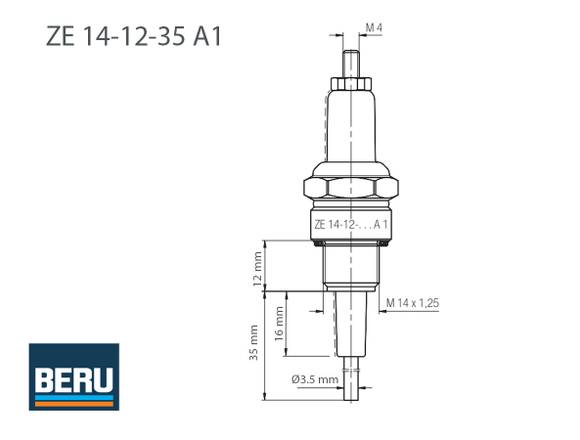 Electrodo  Beru Bujía Quemador Gas Ze14-12-35 A1