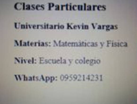 Clases particulares de Matemáticas o Física