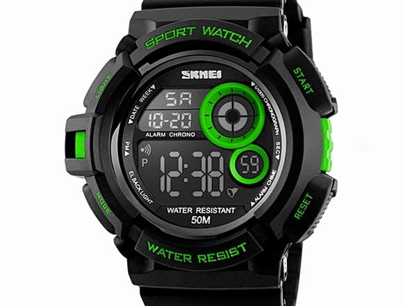 Reloj Digital Deportivo Resistente agua NegroVerde