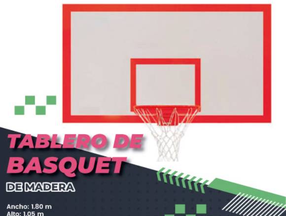 TABLERO DE BASQUET DE MADERA PARA PATIO 