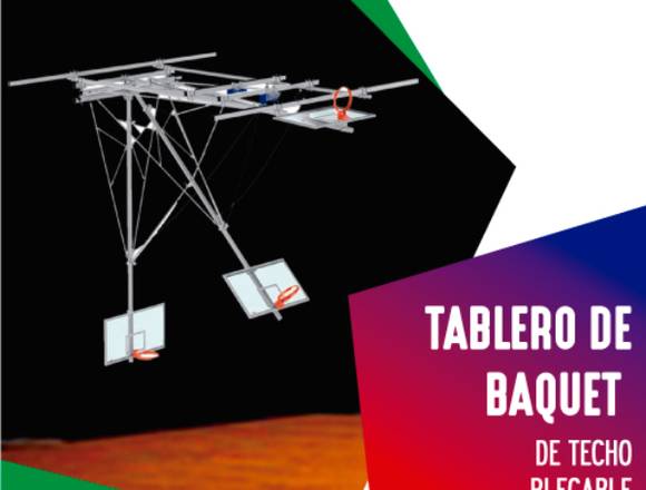 TABLERO DE BASQUET PLEGABLE DE TECHO