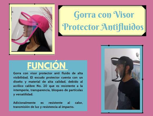 Gorra con visor protector antifluidos