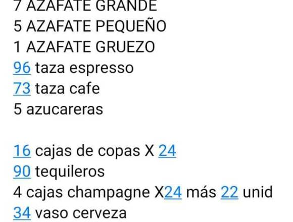 Venta de loza para restaurante