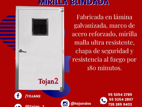 Puerta contra explosión con mirilla blindada