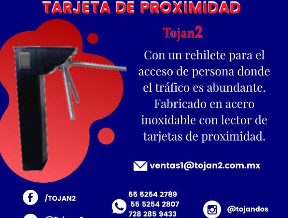 Torniquete con lector de tarjeta de proximidad