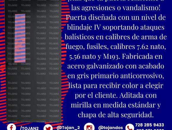 PUERTA BLINDADA NIVEL IV CON MIRILLA