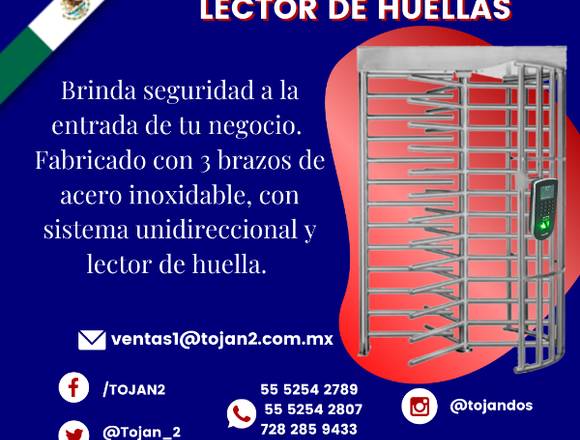 Puerta giratoria con lector de huellas