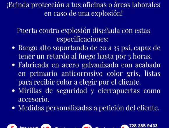 PUERTA CONTRA EXPLOSIÓN RESISTENCIA 3 HRS