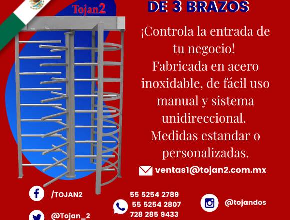 Puerta giratoria de 3 brazos