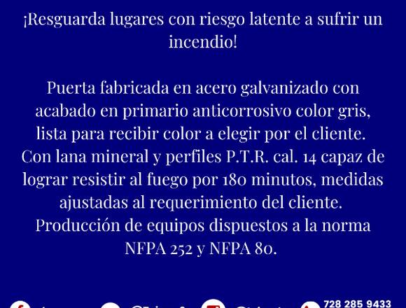 PUERTA CONTRA INCENDIO RESISTENCIA 180 MINUTOS