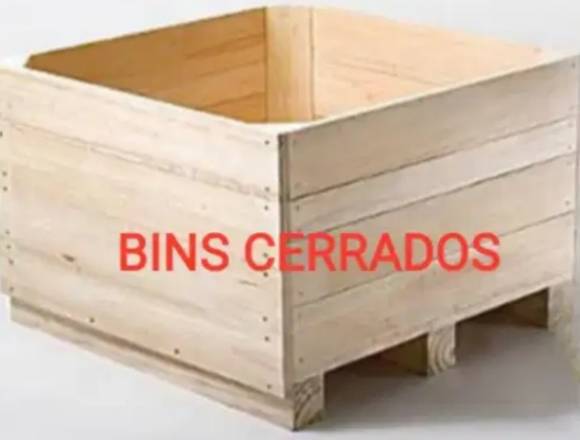 Bins , huacales de madera, bandejas de madera