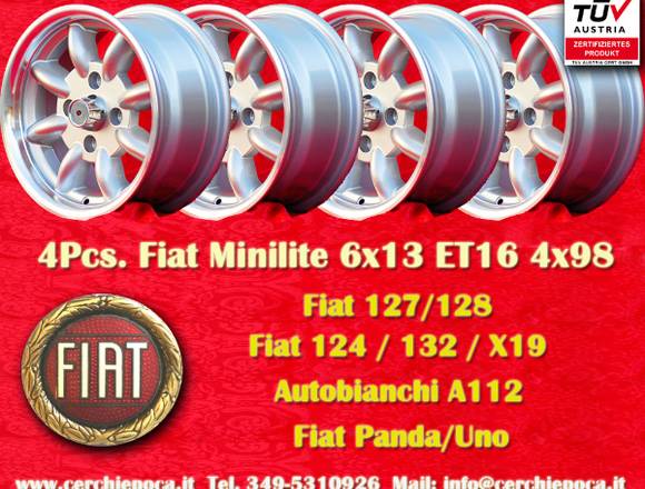 4 Stk. Felgen FIAT Minilite 6x13 4x98 Panda Raid 2