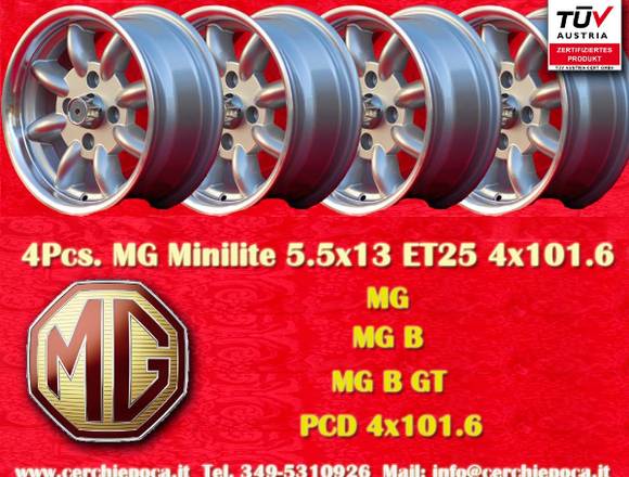 MG Minilite 5.5x13 ET25 4x101.6 Felgen mit TUV