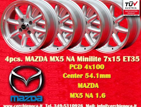 4 Stk Felgen Mazda MX-5 NA NB Minilite 7x15 ET30 4