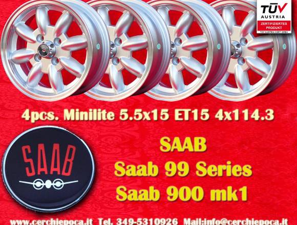 4 Stk Felgen SAAB 99 Minilite 5.5x15 Lk.4x114,3 TU