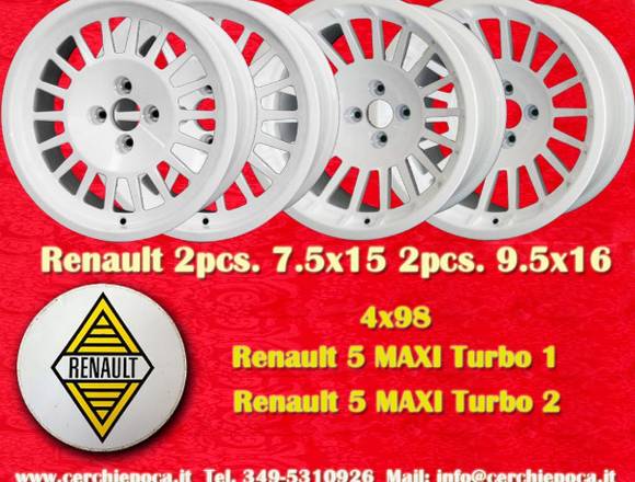 4 Stk Felgen Renault 5 Turbo MAXI 7.5x15 9.5x16 Lk