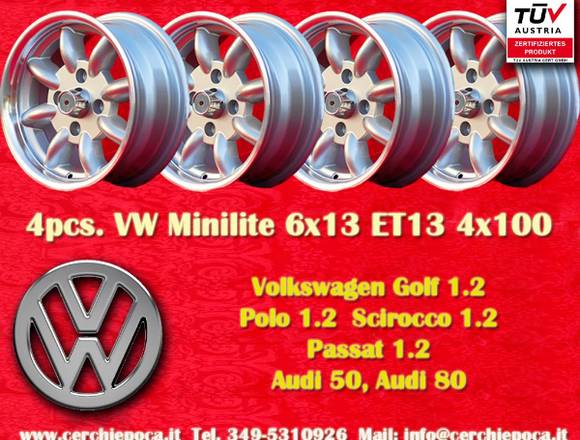 4 VW Felgen Golf Polo Minilite 6x13 ET13 4x100 