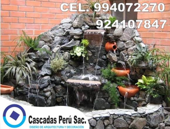 cascadas artificiales, jardines con cascadas,