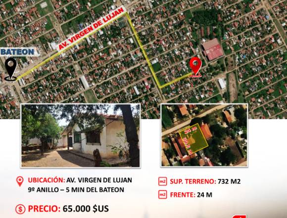 TERRENO EN VENTA ZONA VIRGEN DE LUJAN 9no ANILLO