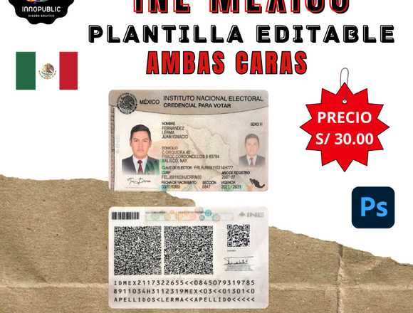 Credencial INE México Plantilla Editable Photoshop