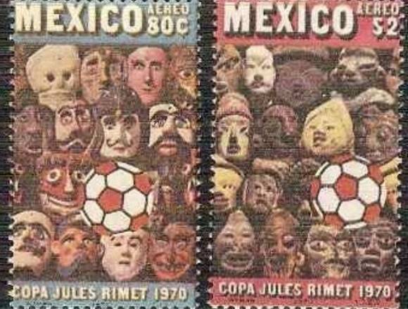 TIMBRES POSTALES AEREOS COPA MUNDIAL MEXICO 1970