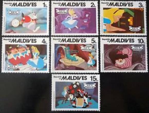 TIMBRES POSTALES ALICIA PAIS DE LAS MARAVILLAS