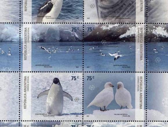 TIMBRES POSTALES FAUNA ANTARTIDA