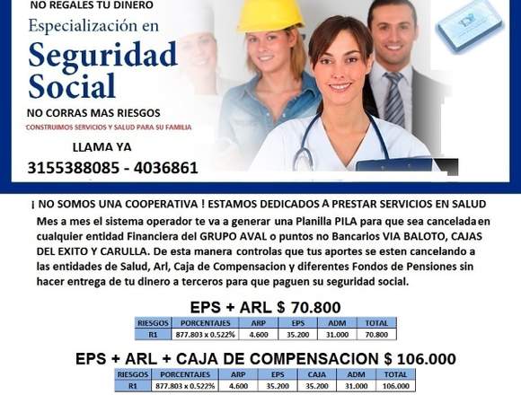 AFILIACION EPS Y ARL 70.800 