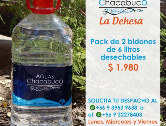 pack de 2 bidones de agua purificada de 6 litros 