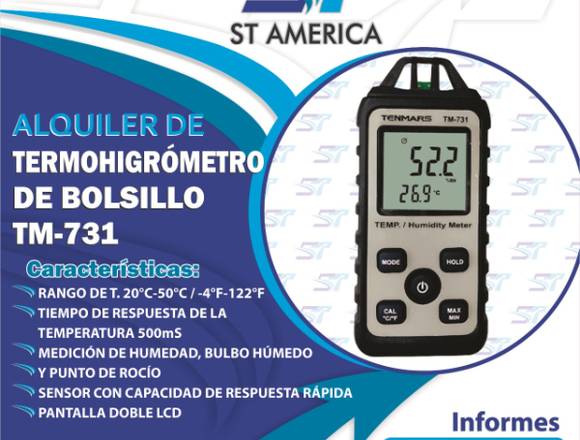 ¡ALQUILER DE TERMOHIGRÓMETRO DE BOLSILLO TM-731! 