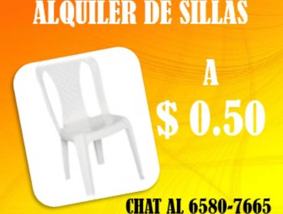 Alquiler de sillas plasticas en 0.50 centavos