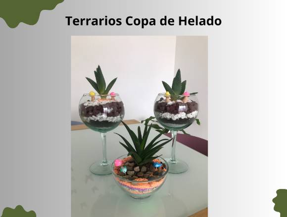 Terrarios con diseño en copa de helado