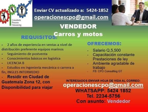 VENDEDOR CARROS Y MOTOS 