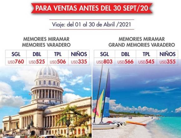 Promoción para viajar a Cuba