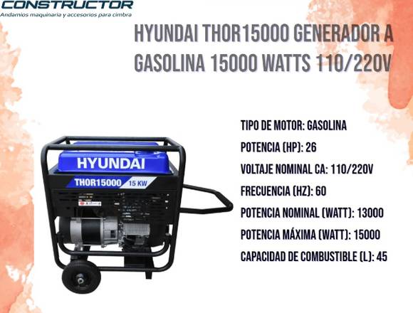 Venta de Generador a Gasolina HYUNDAI THOR 15000