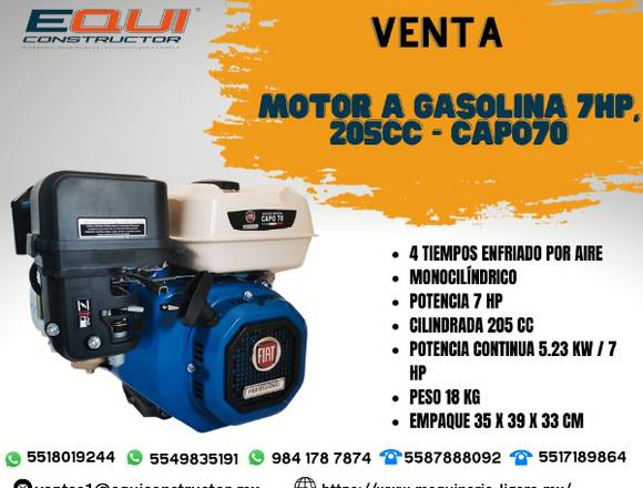 Venta de Motor a Gasolina 7HP 205CC -CAPO70