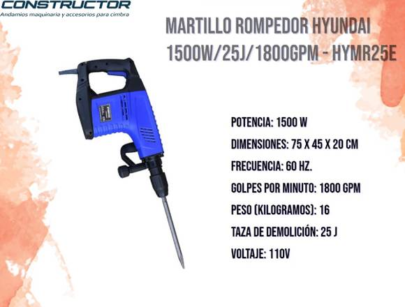 Venta de Martillo Rompedor HYUNDAI 1500W-HYMR25E