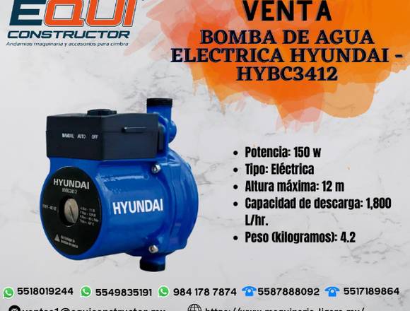 Venta de Bomba de Agua Eléctrica HYUNDAI-HYBC3412 